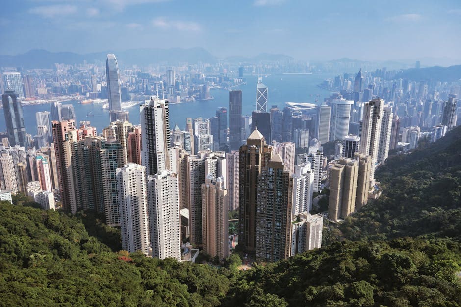 Scenic view of Hong Kong, China